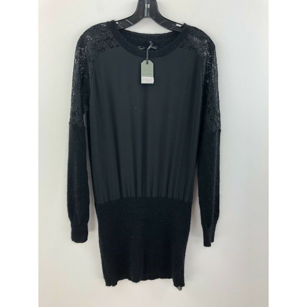 All Saints Tayla Sweater Dress 8 Black NWT A40-09